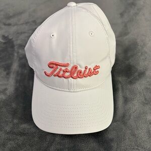 Titleist White Cap with Coral Pink Logo